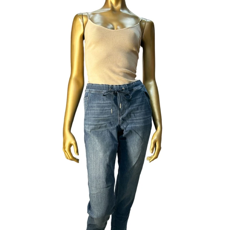 Дамски дънки Comma, 183822529 10-104, С еластична талия, Въже за затягане, Дължина над глезените, Син, Размер 38