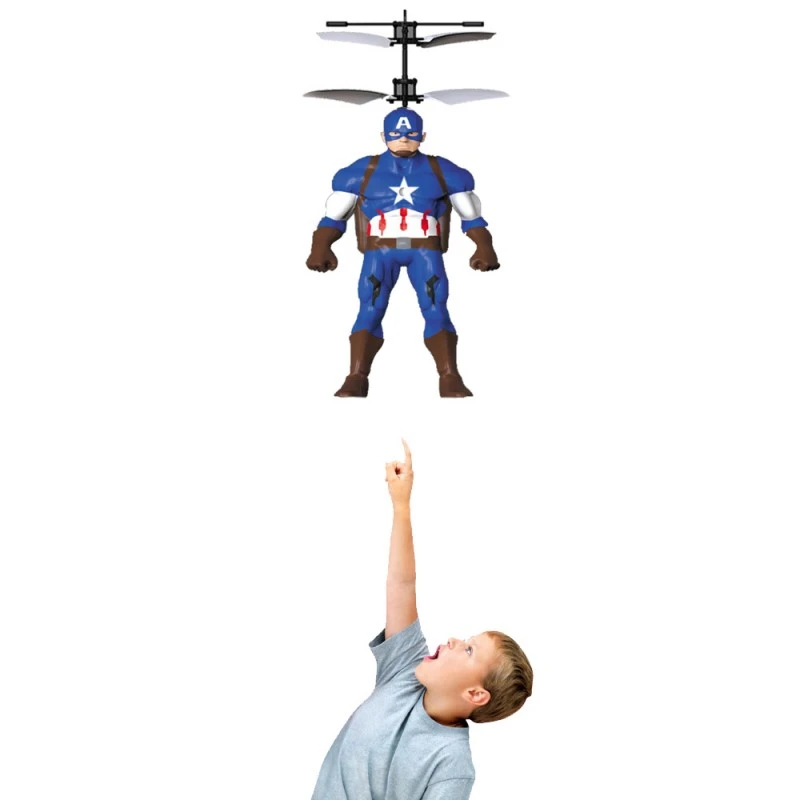 Летяща играчка COBO Flying Avengers 212325-4, Кобо герой Captain American, С пистолет контрол и сензор за допир, Син, 27x18см