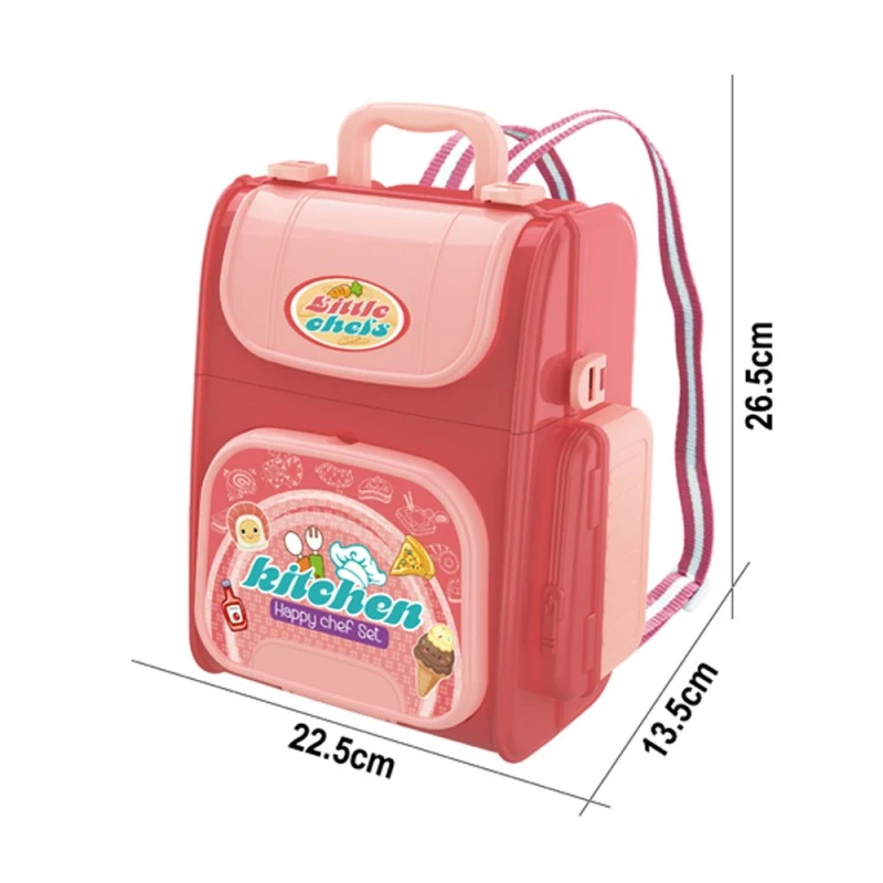 Детска кухня-раница Chippo 214194, 2 в 1, 37 части, Розов, 50х38х23 cм