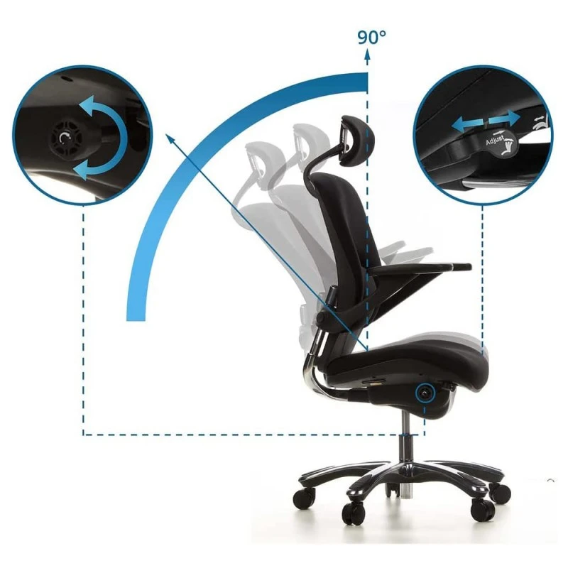 Офис стол hjh office 652000 Vapor Lux 2531464 33-58, Ергономичен, Въртящ се, С гъвкава лумбална опора, Висококачествени материали,
Удобно управление с един пръст, Регулируеми подлакътници, Черен