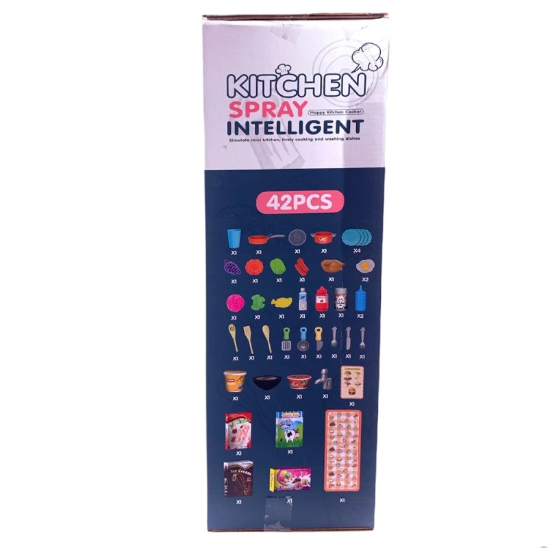 Детска кухня Chippo Carolina Kitchen 296022, Готварски център с течаща вода, Пара ефект, Звукови и светлинни ефекти, 42 части, Пластмаса, Червен/многоцветен, 63x47x23см