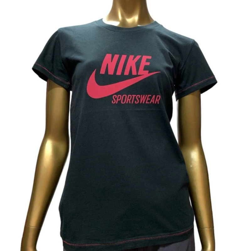 Дамска тениска Nike 320691-010-L 10-120/166, Памук, Черен/Розов, L