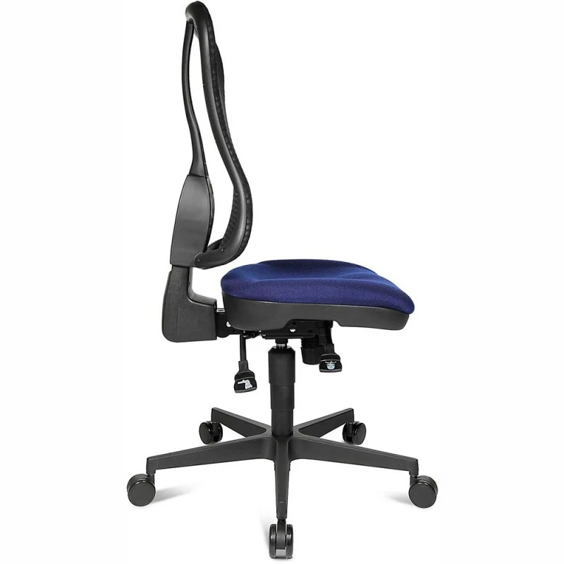 Офис стол Topstar 615072 4310824 33-15, Ергономичен, Въртящ се, Лумбална опора, Регулируеми подлакътници, Черен/Син