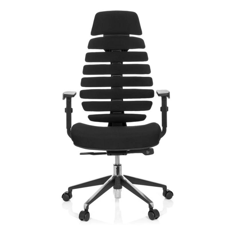 Офис стол hjh office 714540 ERGO LINE II PRO 4655884 33-66, Ергономично оформена облегалка, Регулируеми на височина подлакътници с 5 позиции, Интегрирана лумбална опора, Черен