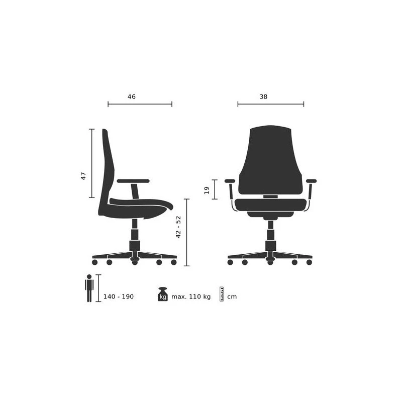 Офис стол hjh office 670947 SHAKE 350 4670757 33-61/62, Механизъм за накланяне за облягане и отпускане, Въртящ се, С подлакътници, Регулируема височина, Светлосив