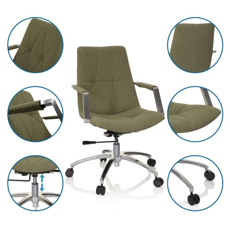 Офис стол hjh office 670986 SARANTO II 4676032 33-69, Механизъм за накланяне, Регулируема височина, Зелен