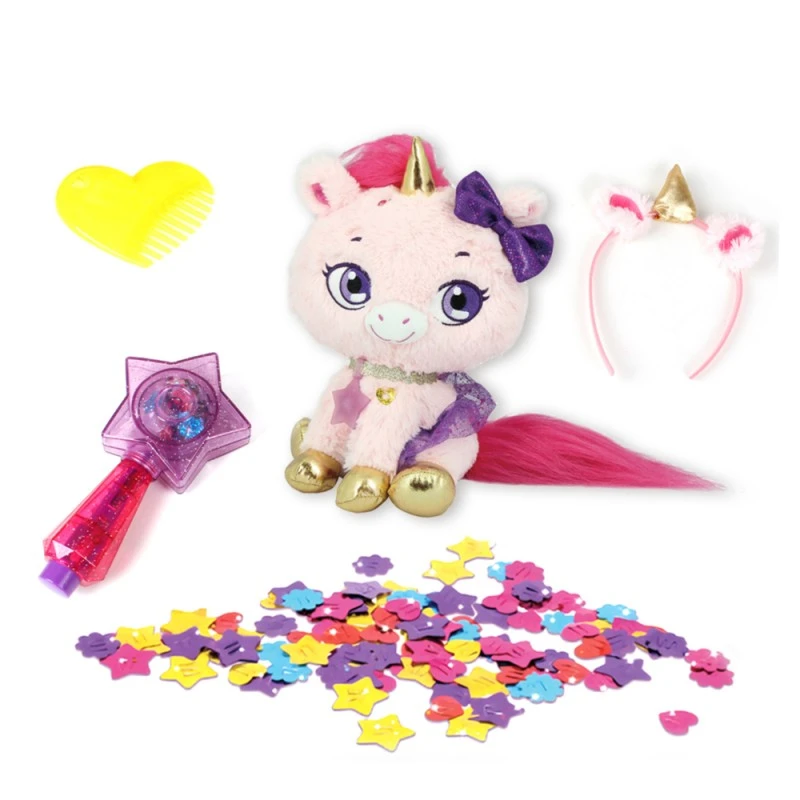 Плюшена играчка, Shimmer Stars, Еднорог "Блясъчка" с аксесоари, розов