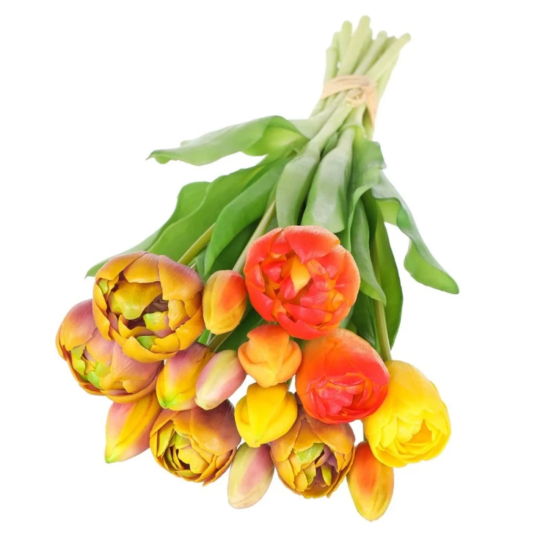 Букет изкуствени лалета Jup Belles Décorations 8892403 9236-1, Жълто/оранжево, 38 см, 13 броя