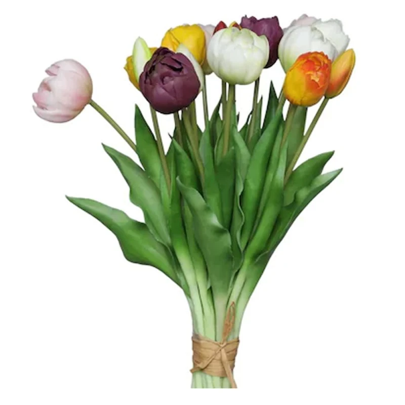 Букет изкуствени лалета Jup Belles Décorations 9602249 9236-1, Многоцветен, 40 см,  7 броя