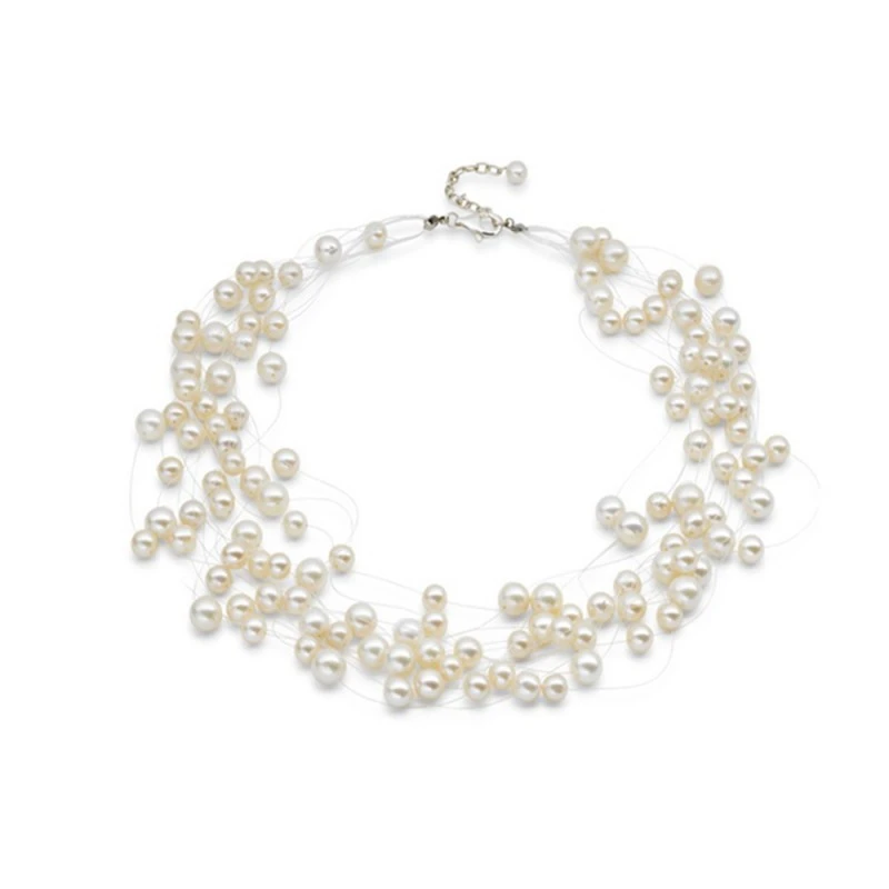 Комплект колие и обеци от сладководни перли Zenzhu 16225282, 11-26-419, Бели