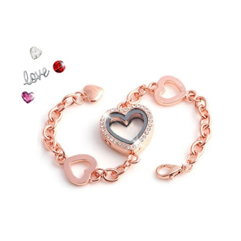 Метална гривна Lock Love с кристали Elements, Розово злато, 16290816, 11-26-207