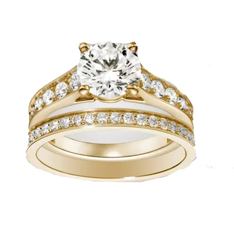 Комплект пръстени Luxury Crystal In 16753063-11-26-438, С кристали Elements, Златист, Размер 17мм