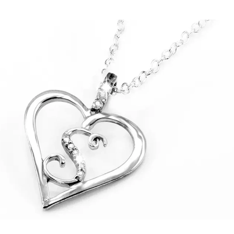 Дамско колие The Veuer 16758482-11-26-835, Сребърно, Сърце с буква S, Сребрист