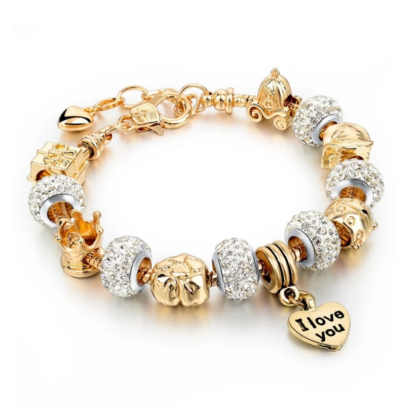 Гривна от стъкло Мурано The Veuer 16760118*19, С елементи, Златист