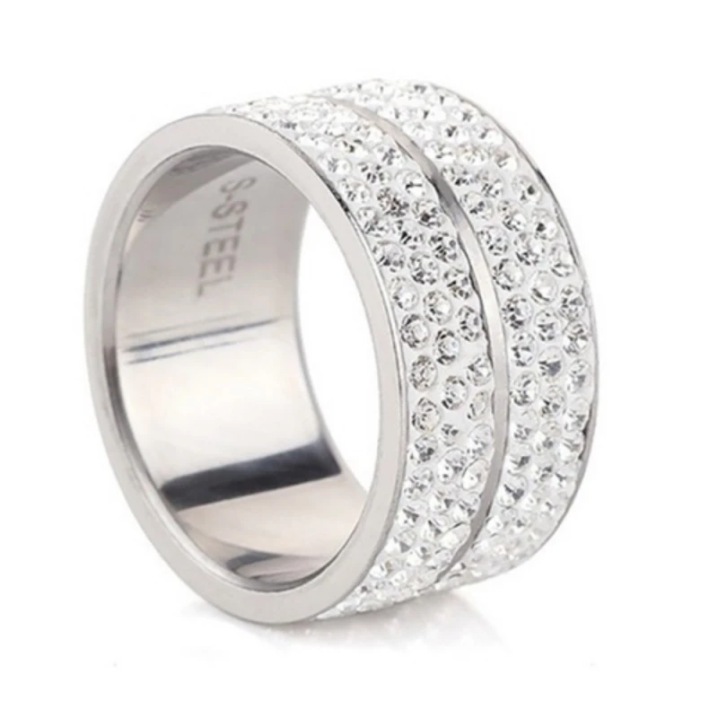 Пръстен от неръждаема стомана Elyna *17790539 11-26-319 , украсен с кристали, 7/ 50-52 размер