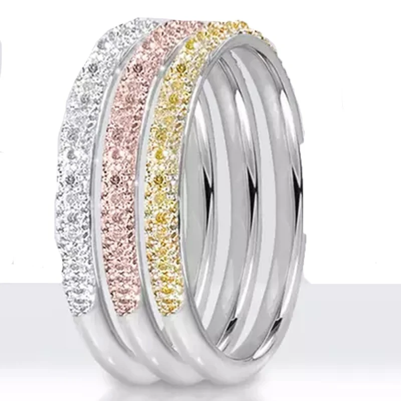 Комплект пръстени Luxury Crystal In 17835860-11-26-511, 3 броя, Бяло, жълто и розово злато, Размер 16мм