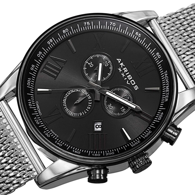 Мъжки часовник Akribos AK813 CHSV-AK813, Сив с черен циферблат