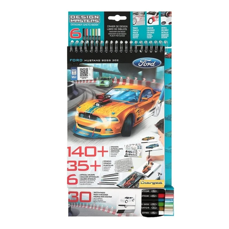 Скицник Design Masters Ford Mustang със Стикери, 6 официални моливи на Ford, над 300 части, 35x16cm, 071124