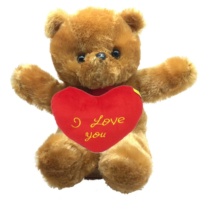 Плюшена играчка Chippo Св. Валентин Мече, Сърце и музика I Love you, Кафяво, 40см, 150732-40V.