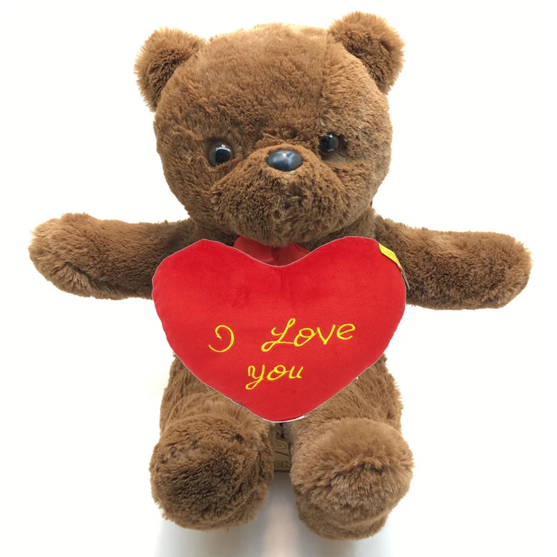 Плюшена играчка Chippo Св. Валентин Мече, Сърце и музика I Love you, Кафяво, 40см, 150732-40V.