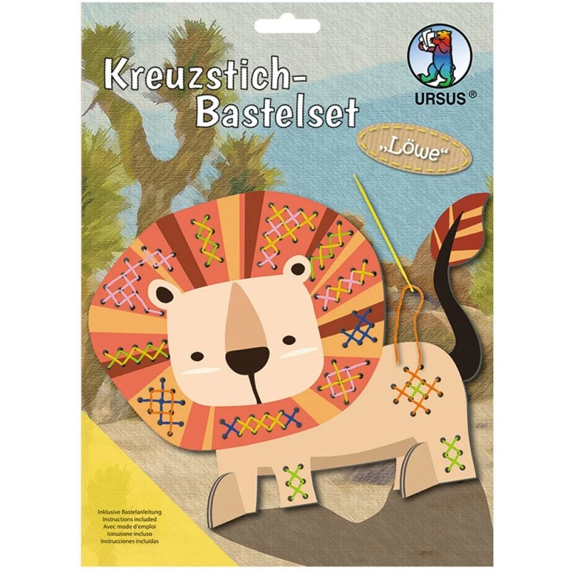 Творчески комплект Ursus Lion 228554 2-7, Бродиране на фигура, кръстат бод, Лъв