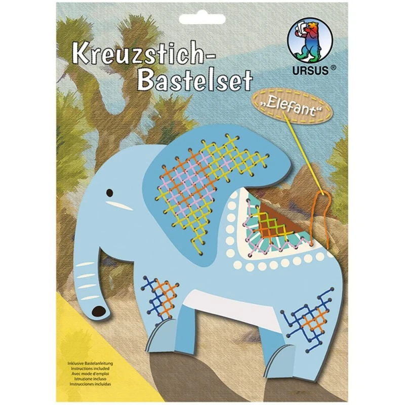 Творчески комплект Ursus Elephant 228561 2-7, Бродиране на фигура, кръстат бод, Слон