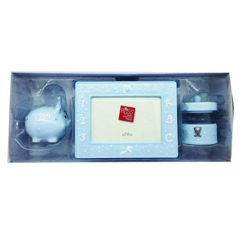 Подаръчен комплект Russ Baby 25791-0, 3 части, Керамика, Син