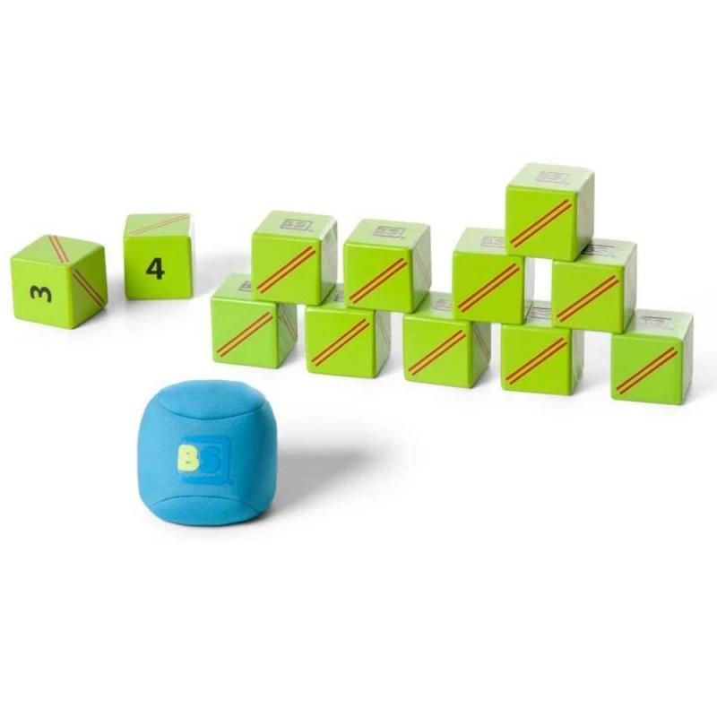 Детска игра Buiten speel Quick 5442660 2-68, 12 дървени кубчета и 1 топка с пясък, 4х4 см, 8см