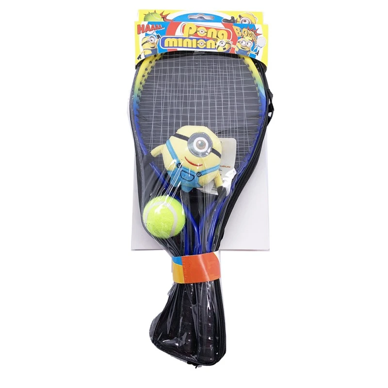 Комплект тенис ракети MINIONS 750584-21, Комплект с 2 тенис ракети, 1 топка и Говорещ Миньон, Син/Жълт