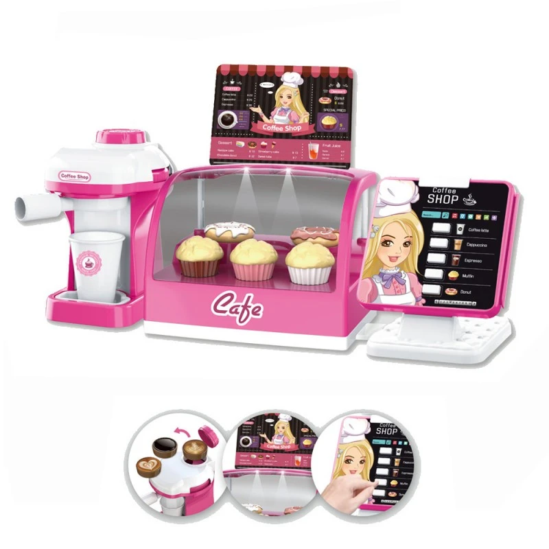 Игрален комплект Chippo Донатела Cake&Coffee shop -МОЯТА КАФЕ СЛАДКАРНИЦА 818259, Работещ кафемашина, Със звук и светлина, 46см, Розов