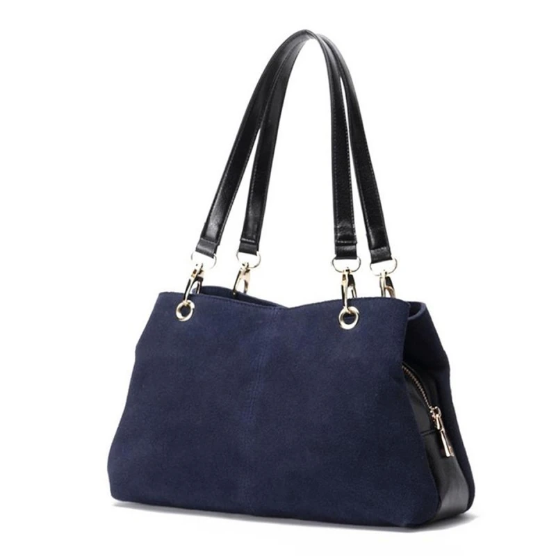 Дамска чанта Carla Belotti Giselle BAG-GISEL-SKIN-NV , Естествен набук, Тъмносин