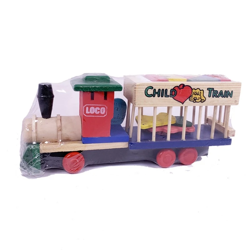 Конструктор Chippo 2178911, Дървено Влакче, 15 части, Многоцветен, 28см