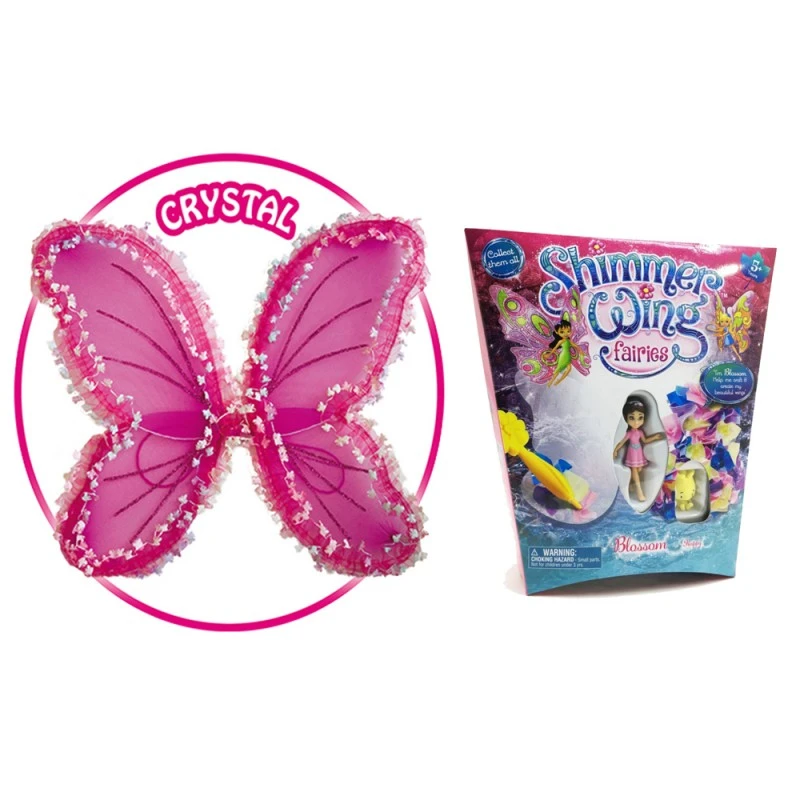 Комплект кукла Chippo Крила на фея 228005-1, Крила за дете Fairy Wing и кукла с крила Shimmerwing, Christal, Розов