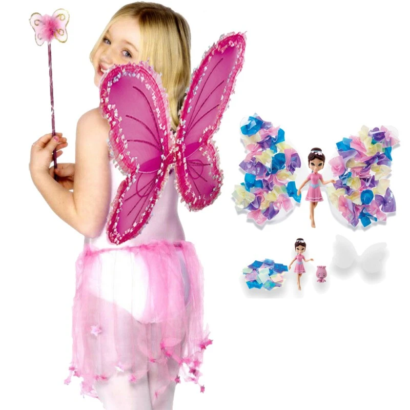Комплект кукла Chippo Крила на фея 228005-1, Крила за дете Fairy Wing и кукла с крила Shimmerwing, Christal, Розов