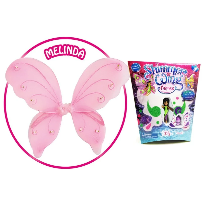 Комплект кукла Chippo Крила на фея 228005-2, Крила за дете Fairy Wing и кукла с крила Shimmerwing, Melinda, Розов