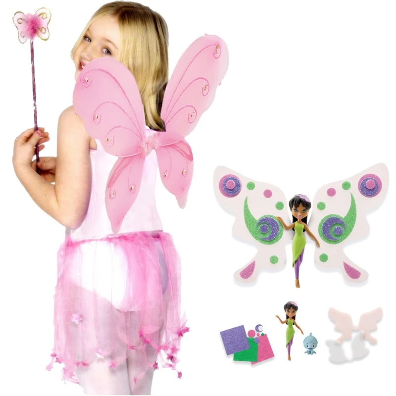 Комплект кукла Chippo Крила на фея 228005-2, Крила за дете Fairy Wing и кукла с крила Shimmerwing, Melinda, Розов