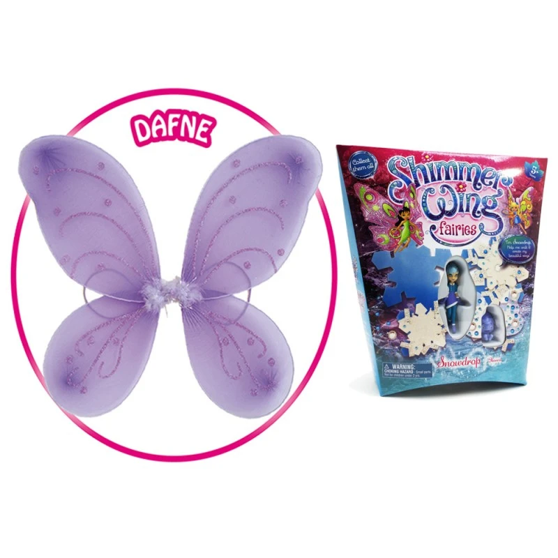 Комплект кукла Chippo Крила на фея 228005-3, Крила за дете Fairy Wing и кукла с крила Shimmerwing, Dafne, Лилав