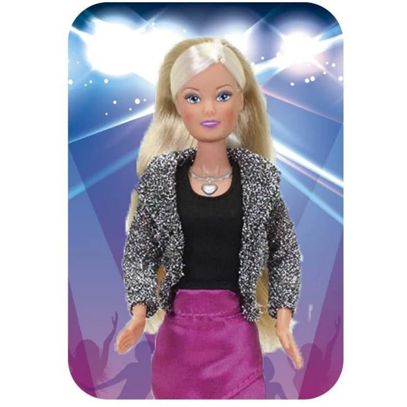 Пееща кукла и микрофон Steffi Love Singing Superstar 314989 1-84, Суперзвезда, Със стикери за декориране, 30 см