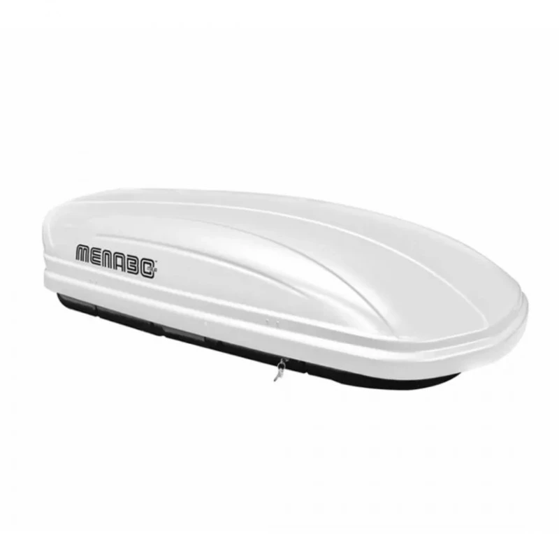Автобокс Menabo Mania 138x79x37cm с едностранно отваряне с ключ, 320 литра - бял