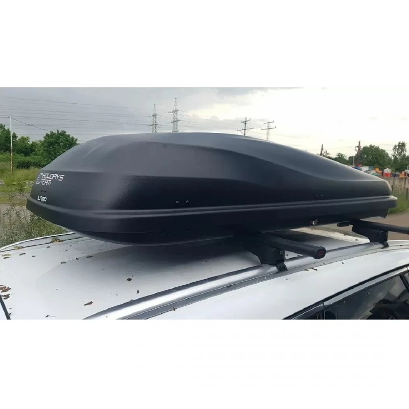 Автобокс Junior Altro 185x80x41cm с 70 mm крепежи, с двустранно отваряне с ключ, 460 литра - черен