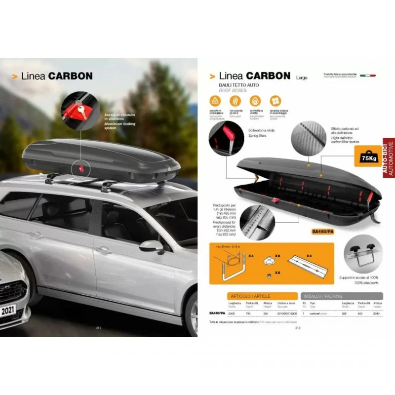 Автобокс Art Plast, 133x77.8x34.5cm с ключ, 320 литра, Черен карбон