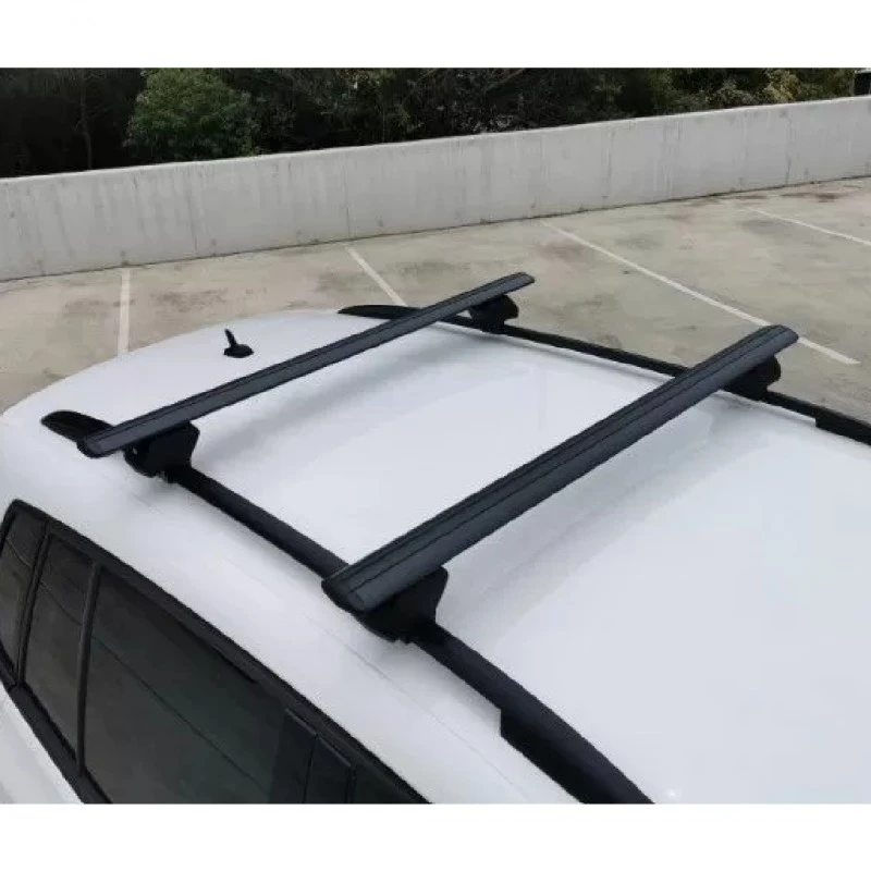 Греди напречни за багажник за кола - за вградени покривни релси без отвор - 120см, с ключ, черен профил 8см