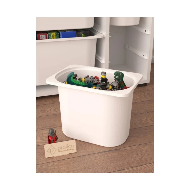 Шкаф за Играчки Rine, Етажерка за Съхранение с 12 Кутии, Бял