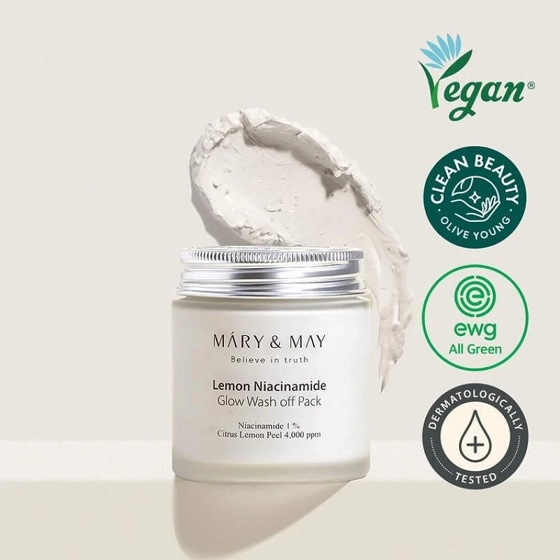 MARY & MAY  Lemon Niacinamide Glow Wash Off Mask Pack, 125 g