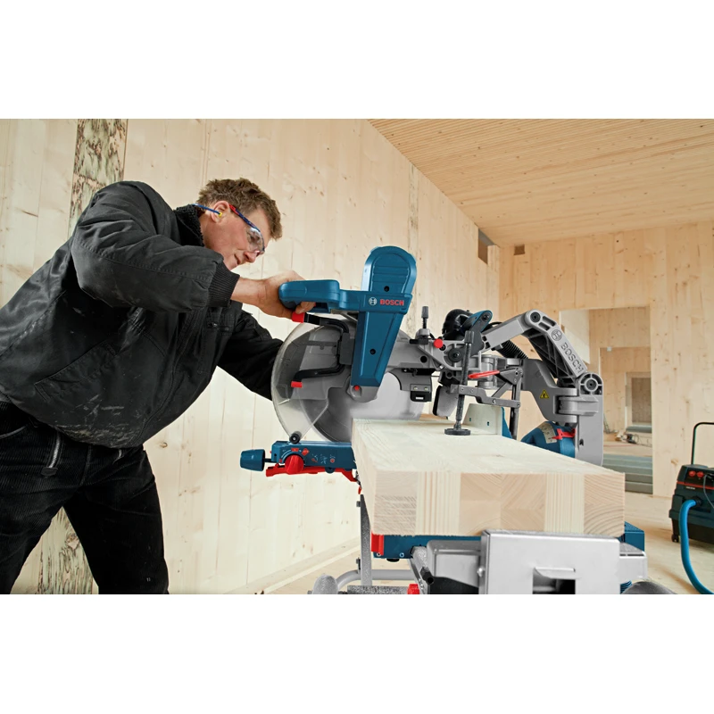 Стационарен циркуляр Bosch Professional GCM 12 GDL, 2000 W, Диаметър на режещия диск 305 мм, 3800 об/мин + Вътрешен шестостен + 1 диск за циркуляр Expert for Wood + Вставна плоча + Еластична втулка