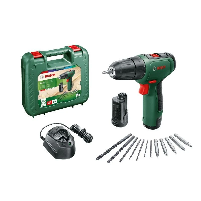 Акумулаторен винтоверт с акесоари BOSCH EasyDrill 1200, 12 V, 2x1.5 Ah, 30 Nm (06039D3007)