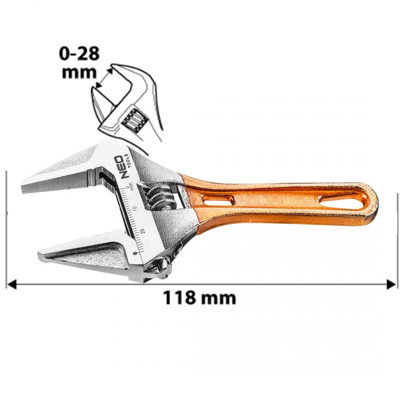 Раздвижен гаечен ключ олекотен NEO 03-019