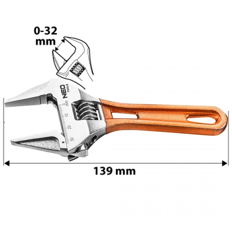 Раздвижен гаечен ключ олекотен NEO 03-020