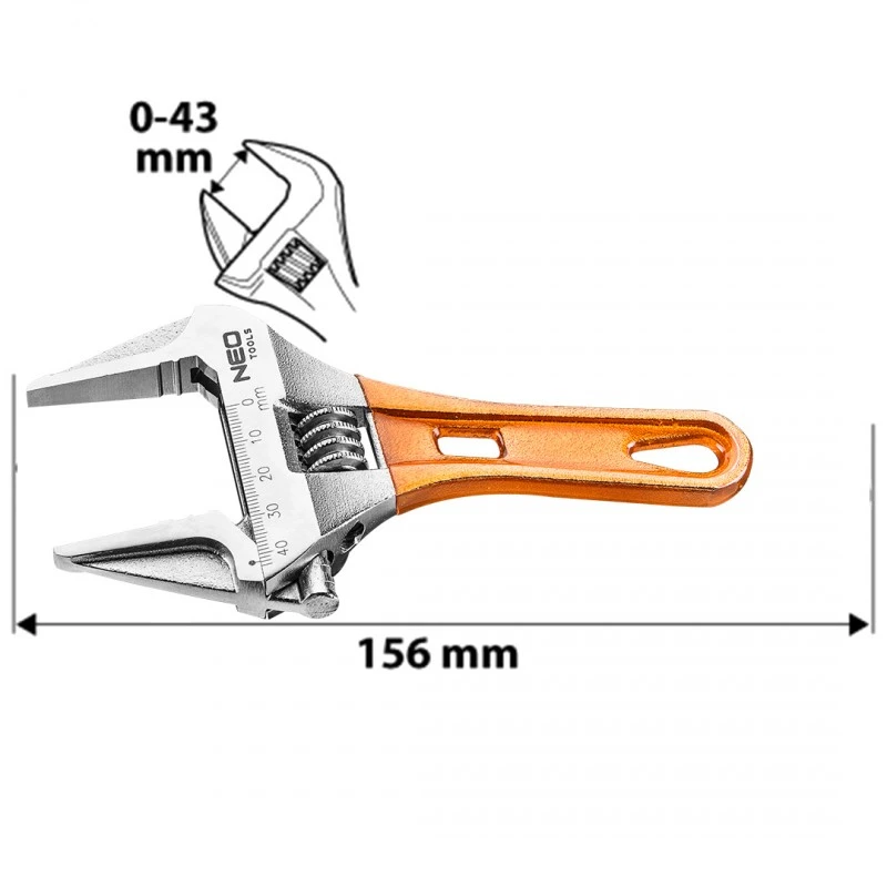 Раздвижен гаечен ключ олекотен NEO 03-021