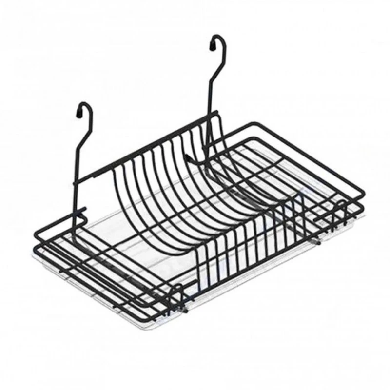 Висящ отцедник за чинии с тавичка, EVO LINE, Черен